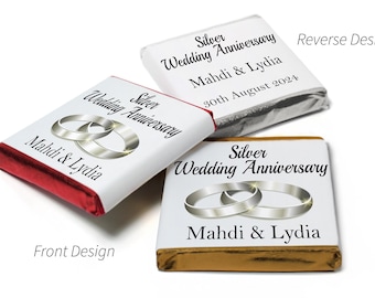 Silver Wedding Anniversary Favours - Neapolitan Chocolates  V1