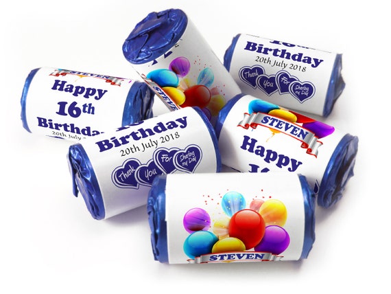 Birthday Gifts - Personalised Favours - Love Heart Sweets with Inner Foil choices - with Age -V0