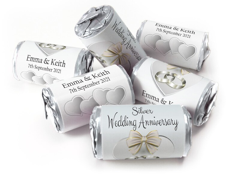 Silver Wedding Anniversary Favours Love Heart Sweets With Etsy UK