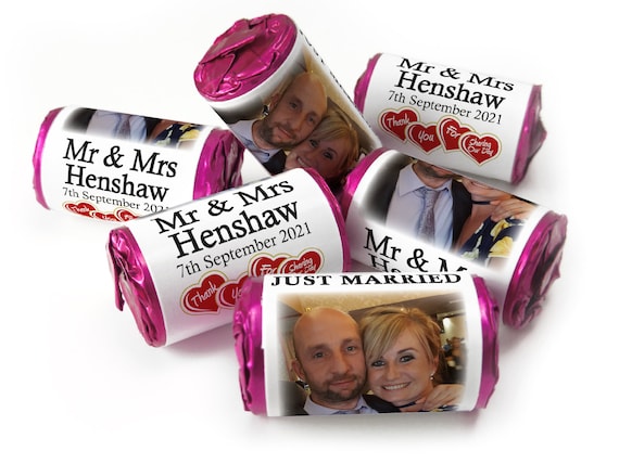 Wedding Sweets - Personalised Wedding Favours - Love Heart Sweets with Inner Foil choices - V3