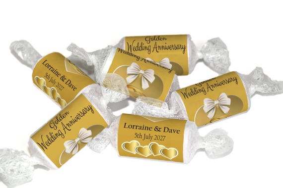 Golden Wedding Anniversary Gifts - Love Heart Sweets - 50th wedding anniversary gifts-V1