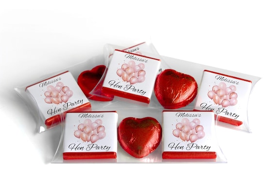 2 Choc Heart Trio Hen Do Chocolates - Personalised Favours - Neapolitan Chocolates - V4