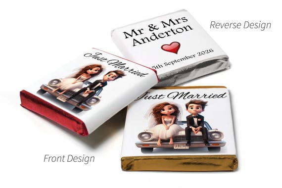 Wedding Chocolates - Personalised Wedding Favours - Neapolitan Chocolates - V17.5