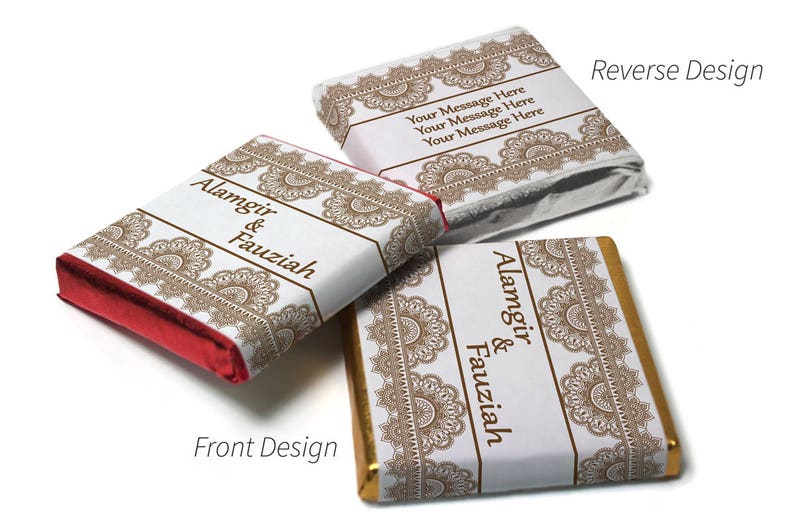 Personalised Chocolate Neapolitan squares Mehndi Brown Banner
