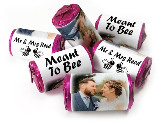 Wedding Sweets - Personalised Wedding Favours - Love Heart Sweets with Inner Foil choices, Meant to Bee