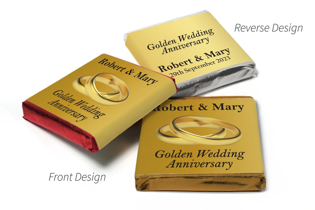Golden Wedding Anniversary Favours Neapolitan Chocolates V1 Etsy UK