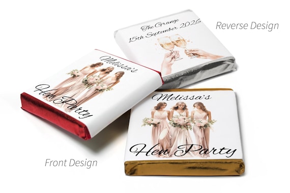 Hen Party Chocolates - Personalised Favours - Neapolitan Bride- V3