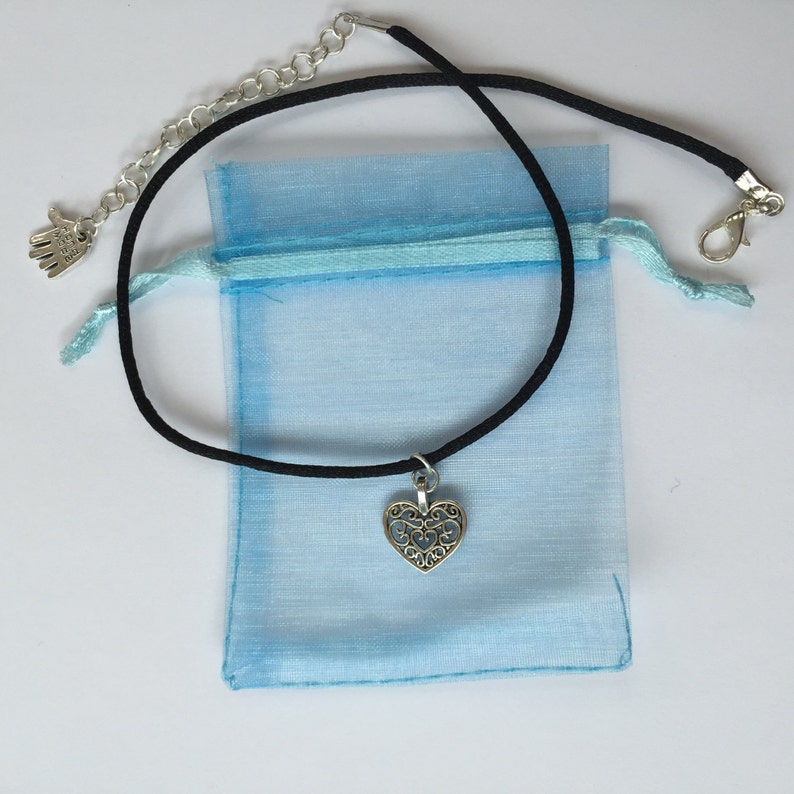 Heart Choker Necklace 90s choker necklace black cord choker necklace image 3