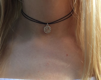 Wensboom zwart koord choker jaren 90 choker