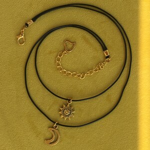 Double Choker Necklace Silver / Gold Sun and Moon Charms 90s Layered ...