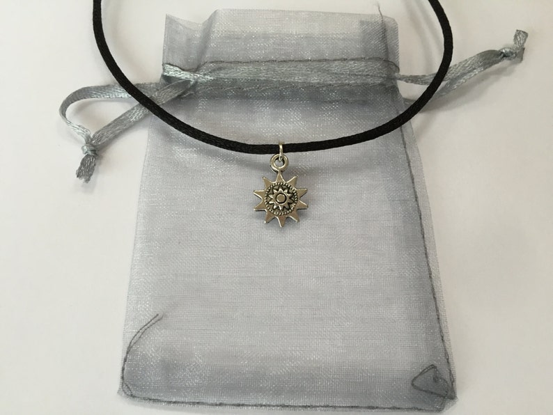 Sun choker necklace gold / silver sunflower 90s choker necklace on black cord image 8