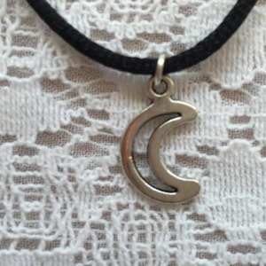 90s Moon Choker Necklace - Black Cord, Silver/gold Crescent Charm - Etsy