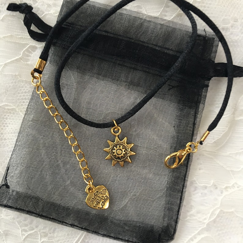 Sun choker necklace gold / silver sunflower 90s choker necklace on black cord image 5