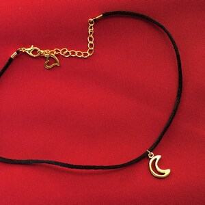 90s Moon Choker Necklace - Black Cord, Silver/gold Crescent Charm - Etsy