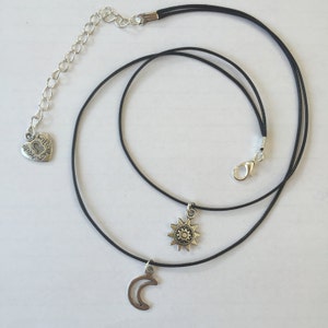 Double Choker Necklace Silver / Gold Sun and Moon Charms 90s Layered ...