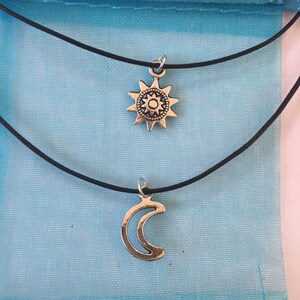Double Choker Necklace Silver / Gold Sun and Moon Charms 90s Layered ...