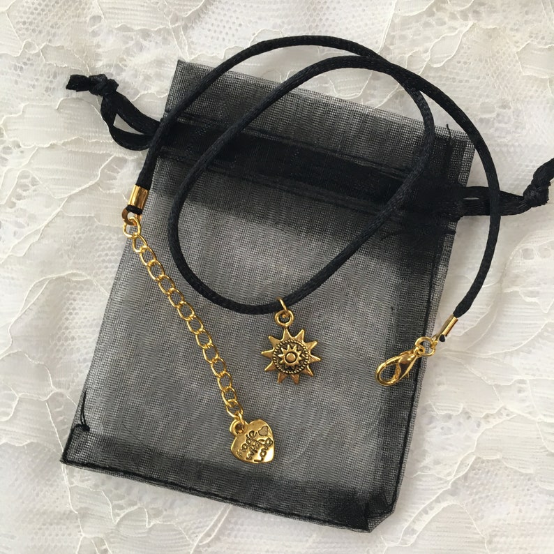 Sun choker necklace gold / silver sunflower 90s choker necklace on black cord image 2
