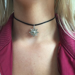 Sunshine choker necklace on black cord 90s choker