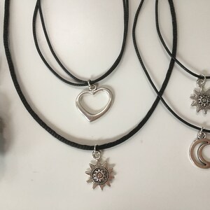 Double Choker Necklace Silver / Gold Sun and Moon Charms 90s Layered ...