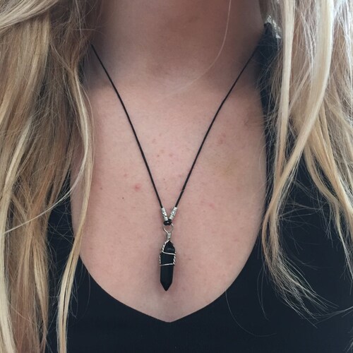 Natural Obsidian Chakra Necklace – N E V A N N A - Foto 4