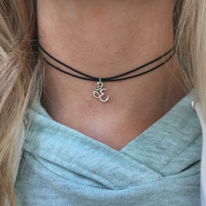 Om Ohm Symbol Black Cord Choker 90s Choker