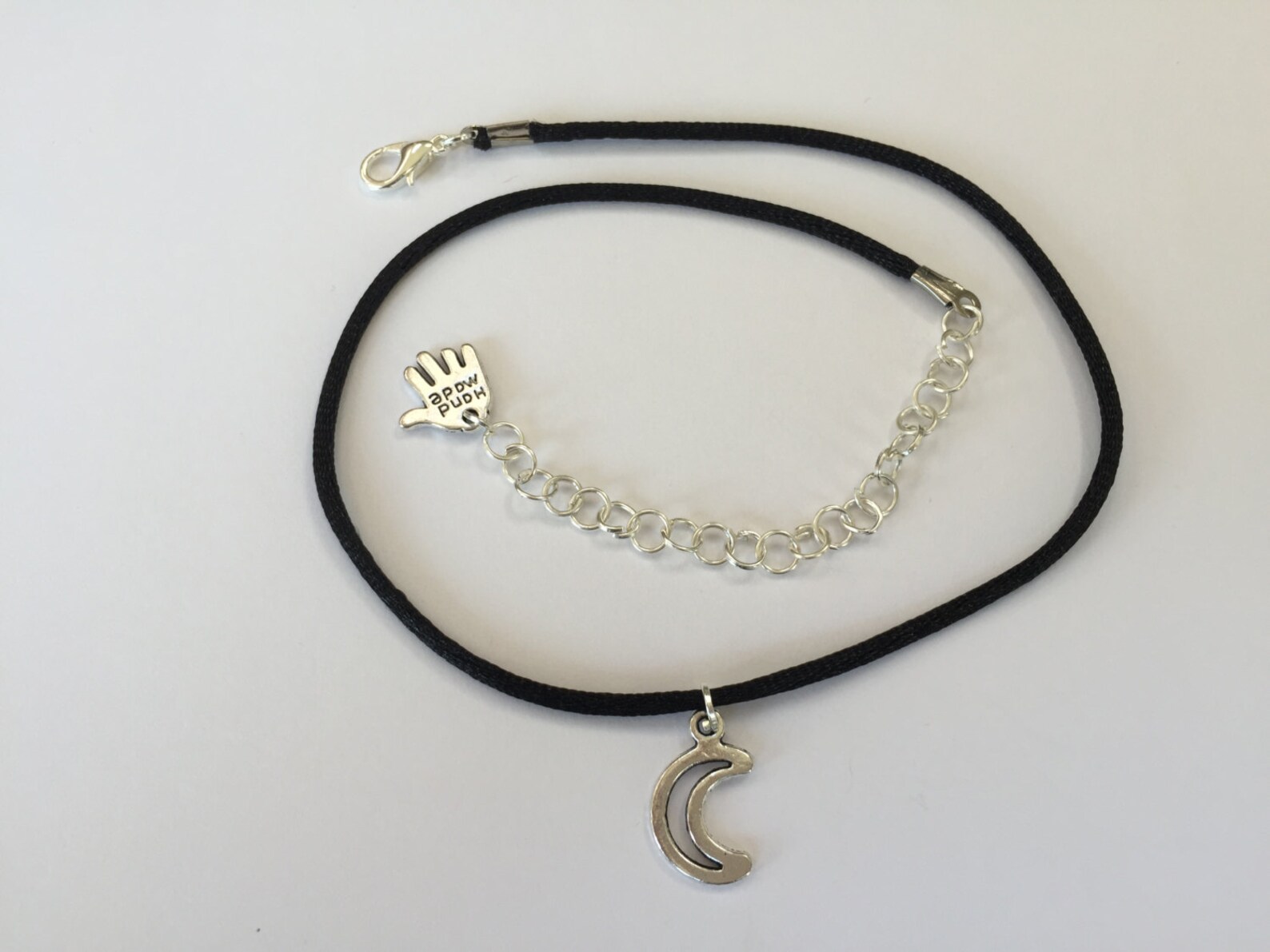 90s Moon Choker Necklace - Black Cord, Silver/gold Crescent Charm - Etsy