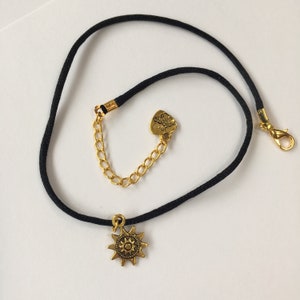 Sun choker necklace gold / silver sunflower 90s choker necklace on black cord image 4