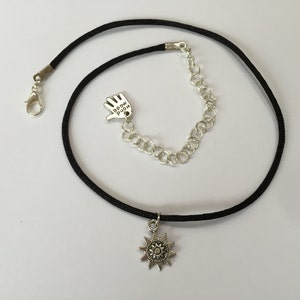 Sun choker necklace gold / silver sunflower 90s choker necklace on black cord image 9