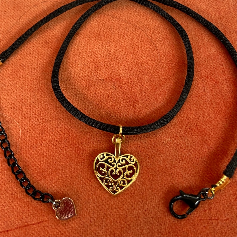 Heart Choker Necklace 90s choker necklace black cord choker necklace image 2