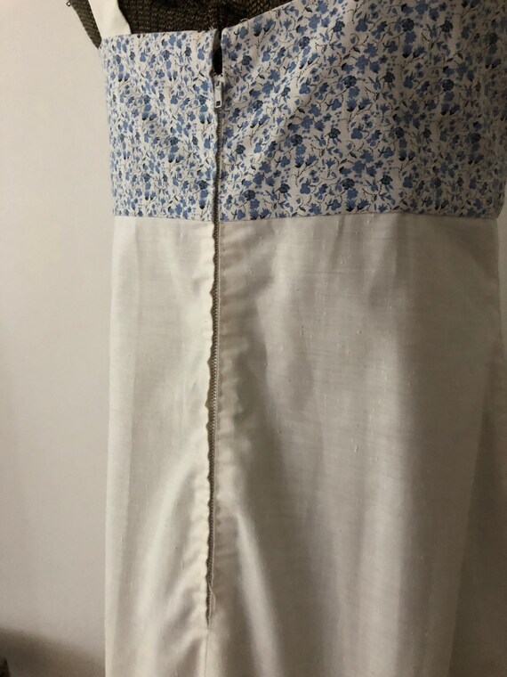 Vintage Linen Summer Dress, Blue & White, 1960s - image 9