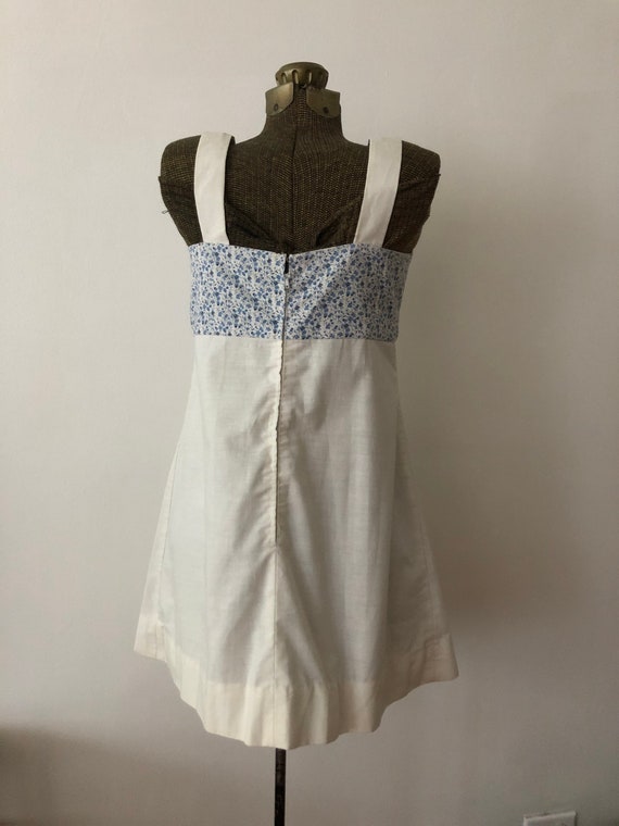 Vintage Linen Summer Dress, Blue & White, 1960s - image 7