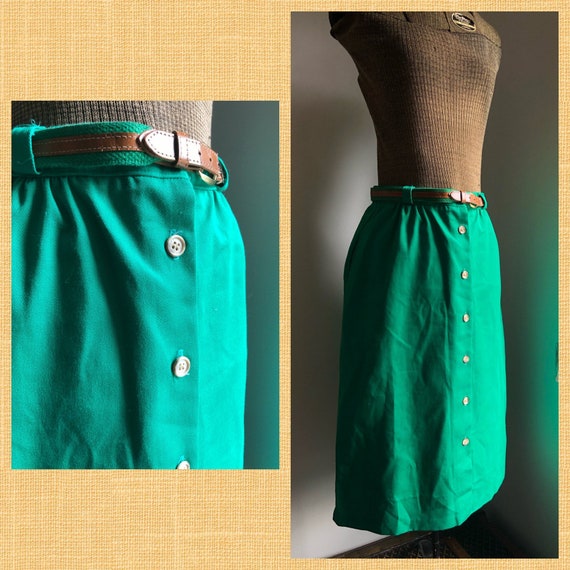 Vintage Kelly Green Skirt, 1960s-1970s - image 1