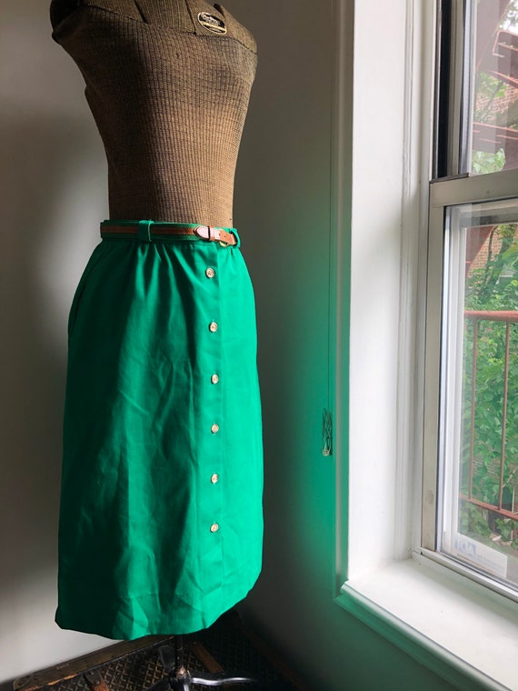 Vintage Kelly Green Skirt, 1960s-1970s - image 2
