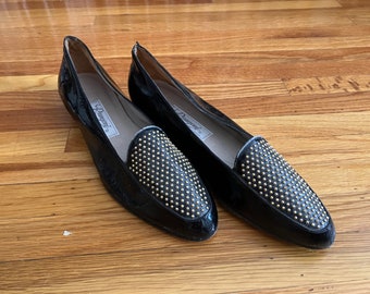 Vintage 1980s Black Loafers with Studs