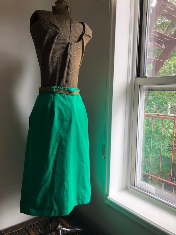 Vintage Kelly Green Skirt, 1960s-1970s - image 4