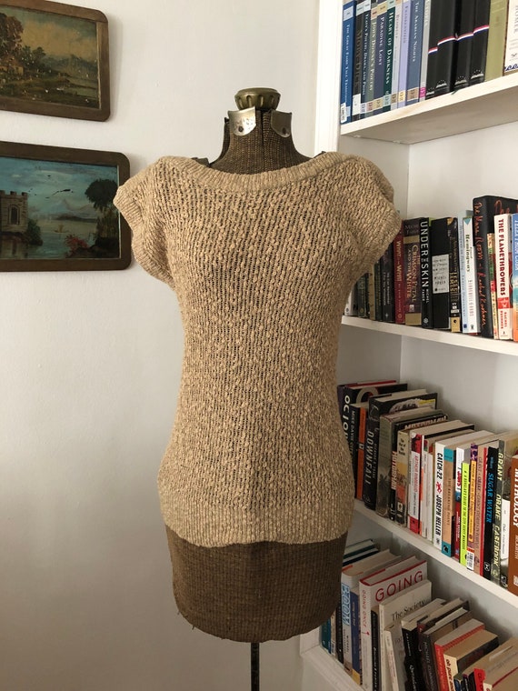 Vintage Beige ‘BLAIR’ Sweater Blouse, Cap Sleeved… - image 2