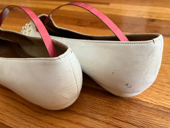 Vintage 1980s White Leather Loafers with Studs - image 4