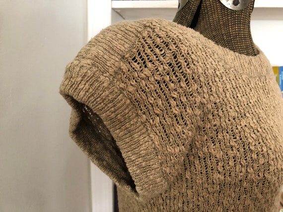 Vintage Beige ‘BLAIR’ Sweater Blouse, Cap Sleeved… - image 5