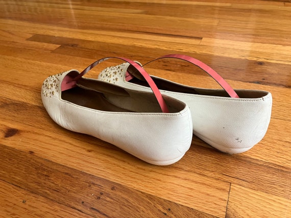 Vintage 1980s White Leather Loafers with Studs - image 5