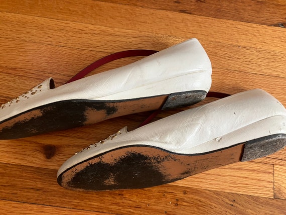 Vintage 1980s White Leather Loafers with Studs - image 6