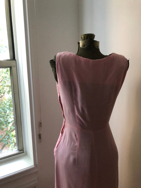 Vintage Pink Cocktail Dress with Beaded Neckline,… - image 7