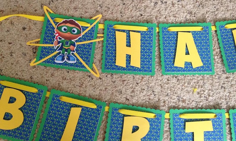 Super Why Birthday Banner, Super Why Birthday Party Sign image 1