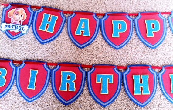Paw Patrol Happy Birthday Banner, Paw Patrol Party Banner. Il_570xn