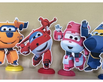 Super Wings Centerpieces, Super Wings Jett, Dizzy and Jerome, Super Wings  Birthday Party.