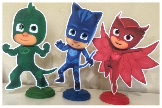 PJ Mask Centerpieces, PJ Mask Birthday Party, Catboy, Owlet, Gekko Party Il_570xn