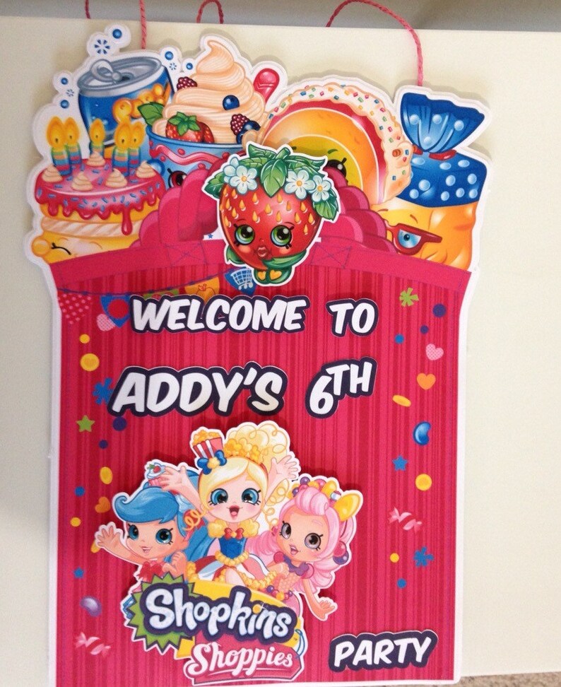 Shopkins Happy Birthday Door Sign Decor. Shopkins Door Sign