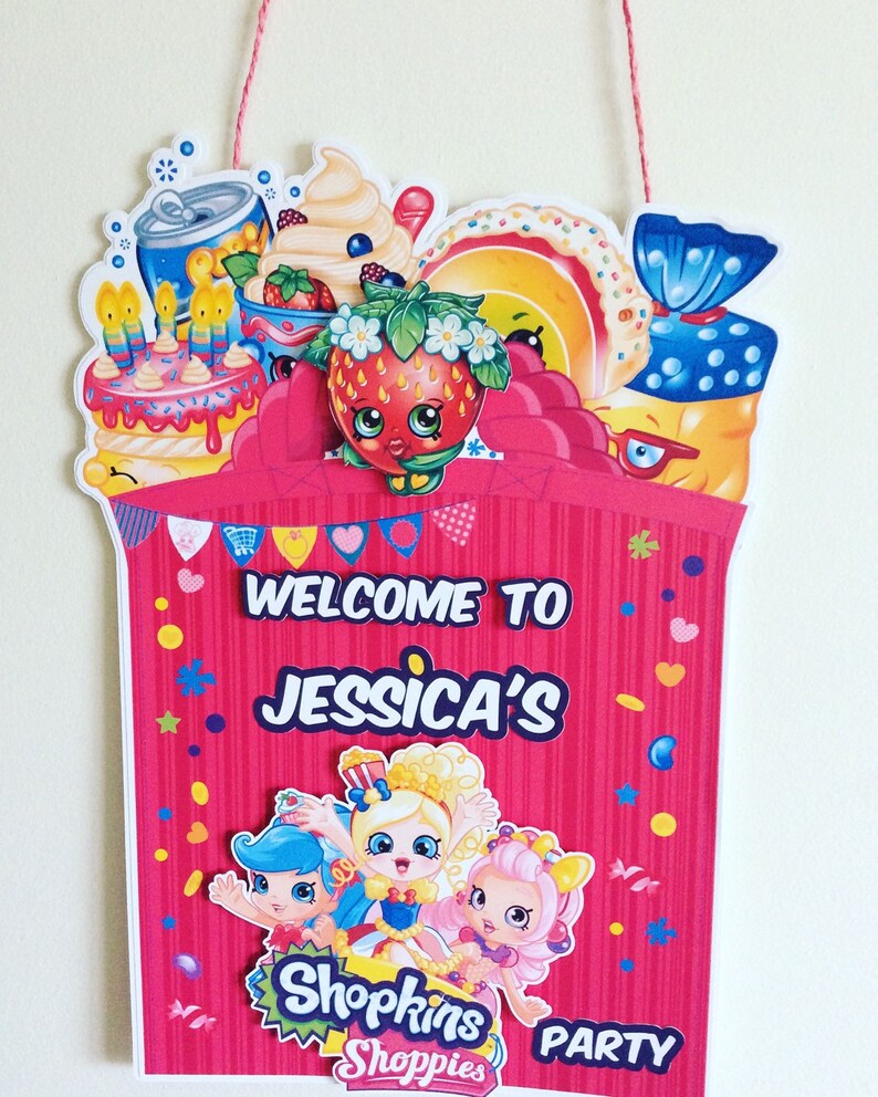 Shopkins Happy Birthday Door Sign Decor. Shopkins Door Sign