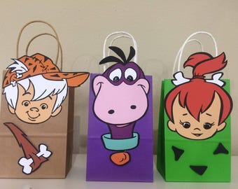 Flintstone treat bags, Pebbles and Bam Bam treat birthday bag, Flintstone Party Favors