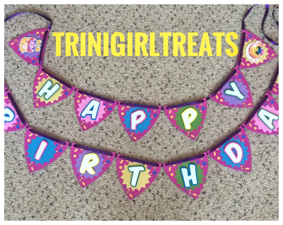Shopkins Happy Birthday Banner Shopkins Party Banner - Etsy