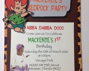 Pebbles, Bam Bam Invitation Flintstone Birthday Party, Pebbles Birthday Party, Flintstones Bam Bam Bedrock Birthday Invite